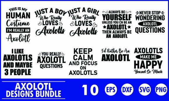 Axolotl T-Shirt Design Bundle: Instant SVG Cut Files