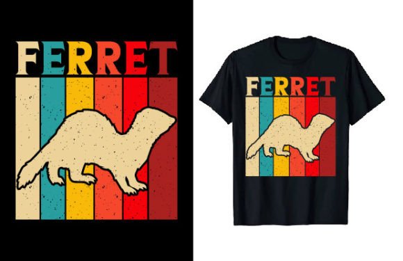 Charming Retro Vintage Ferret T-shirt Design for Creative Projects