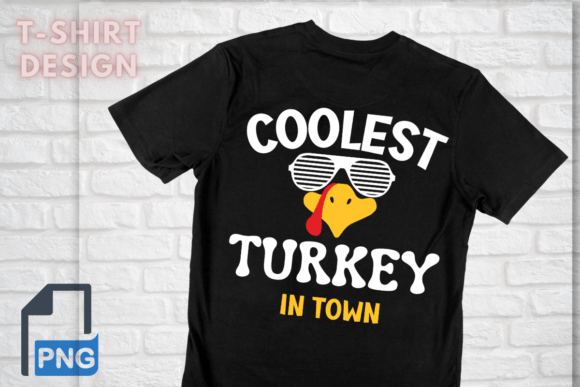 Coolest Turkey in Town T-Shirt Design: A Modern Graphic Asset