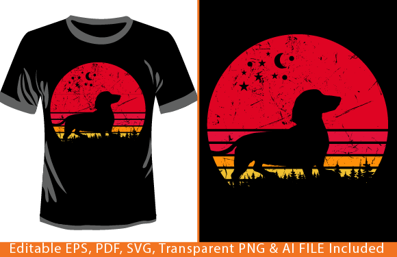 Dachshund Retro T-Shirt Design: A Nostalgic Graphic Asset